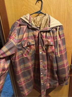 Amazon Men's Plaid Trench Coat in Brown and Red